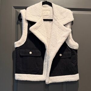 Black and White Sherpa Vest